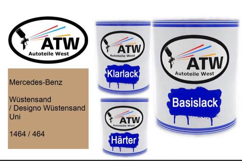 Mercedes-Benz, Wüstensand / Designo Wüstensand Uni, 1464 / 464: 1L Lackdose + 1L Klarlack + 500ml Härter - Set, von ATW Autoteile West.